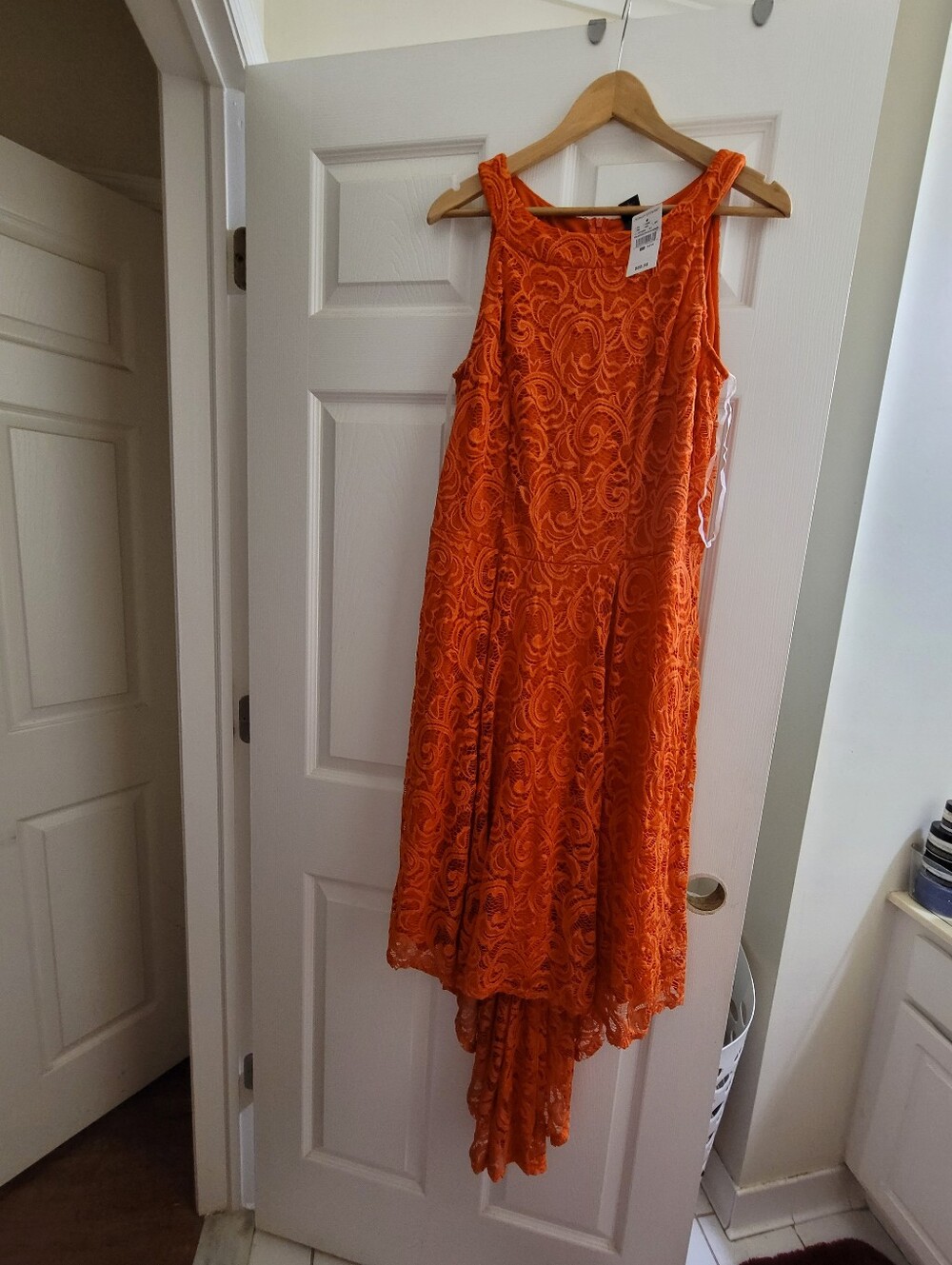 Ashley Stewart Orange Lace Asymmetrical Hem Dress